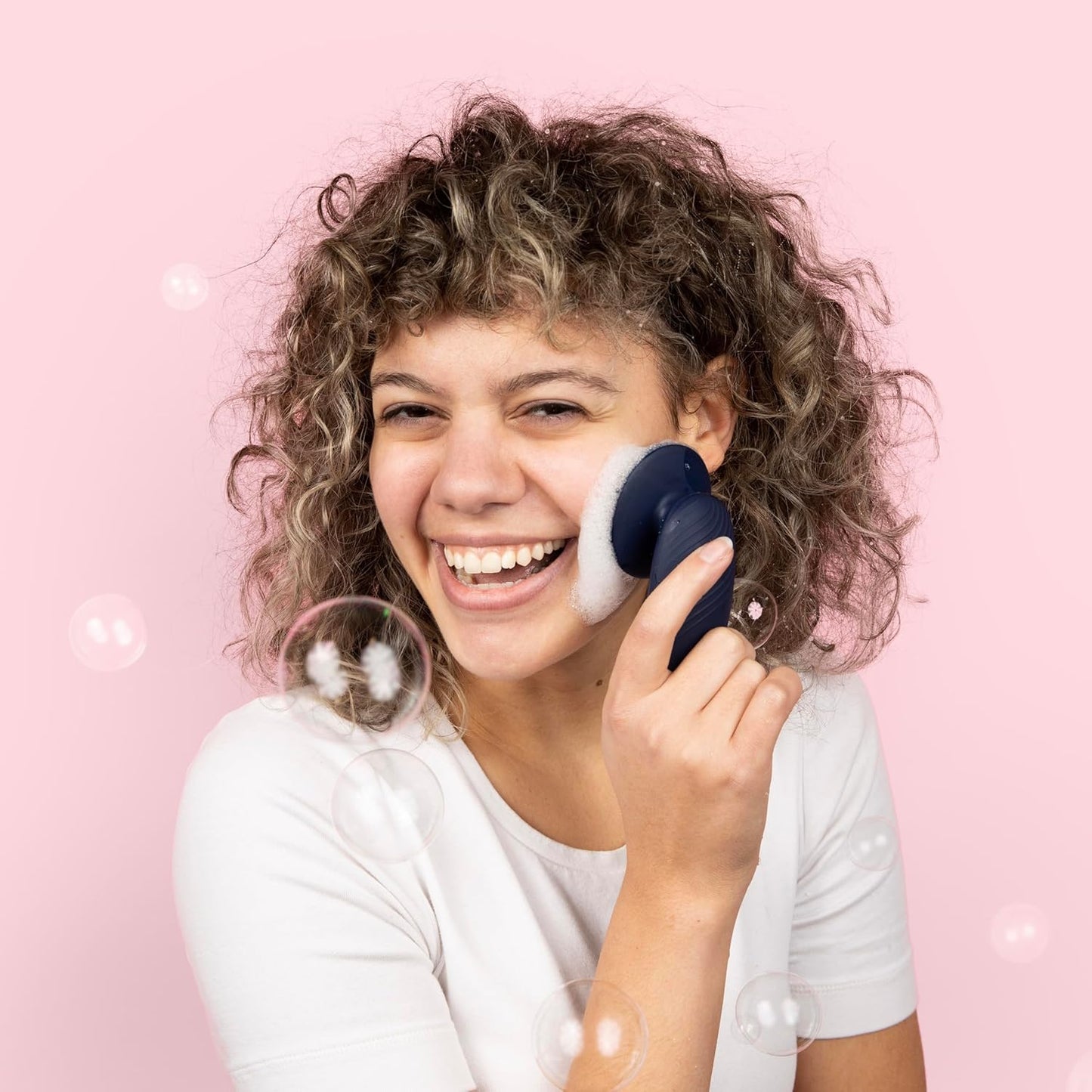 SoniGlow Silicone Face Scrubber/Facial Cleansing Brush – Electric Vibrating Skincare Scrubber Tool for Deep Pore Cleansing, Gentle Massage, Makeup Removal, Waterproof and Rechargeable (Navy)