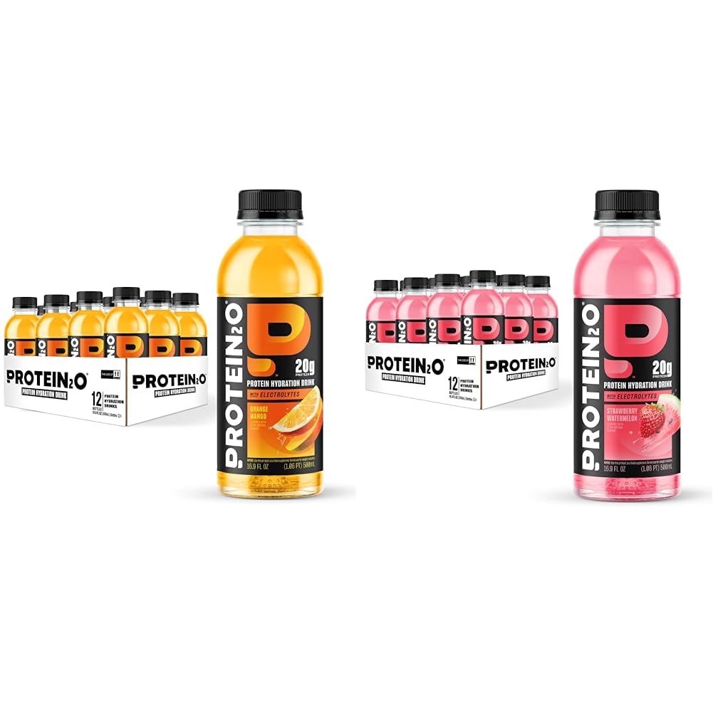 Protein2o Hydration Drink - 2-in-1 Liquid Clear Whey Protein Isolate and Electrolyte Drink - 20g Protein, Vitamins B5, B6 - Post-Workout Recovery - 16.9 Fl Oz - 12 Count Mixed Berry
