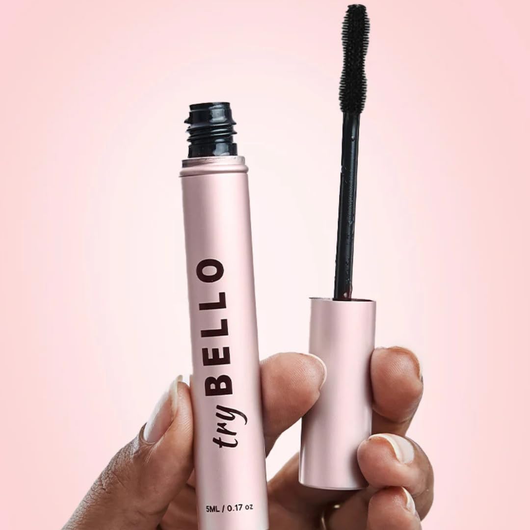 Trybello Eyelash Growth Mascara | Lengthening & Volumizing Formula with Biotin and Peptides | Nourishing, Non-Clumping, Vegan & Cruelty-Free | Daily Wear for Fuller, Healthier Lashes