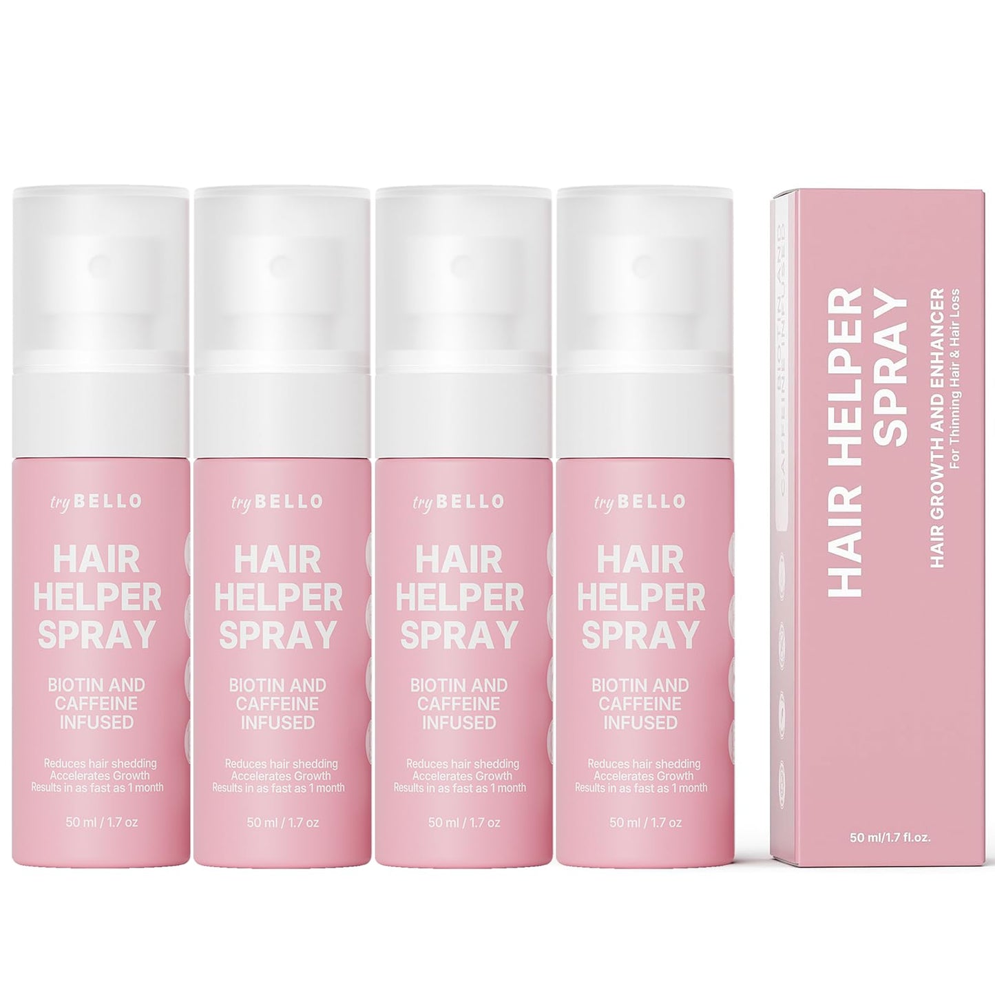 Trybello Hair Helper Spray - Growth Serum With Biotin & Castor Oil - Caffeine Infused Treatment for Thicker, Fuller Hair - Repair Thinning Naturally - Vegan, Cruelty-Free Formula