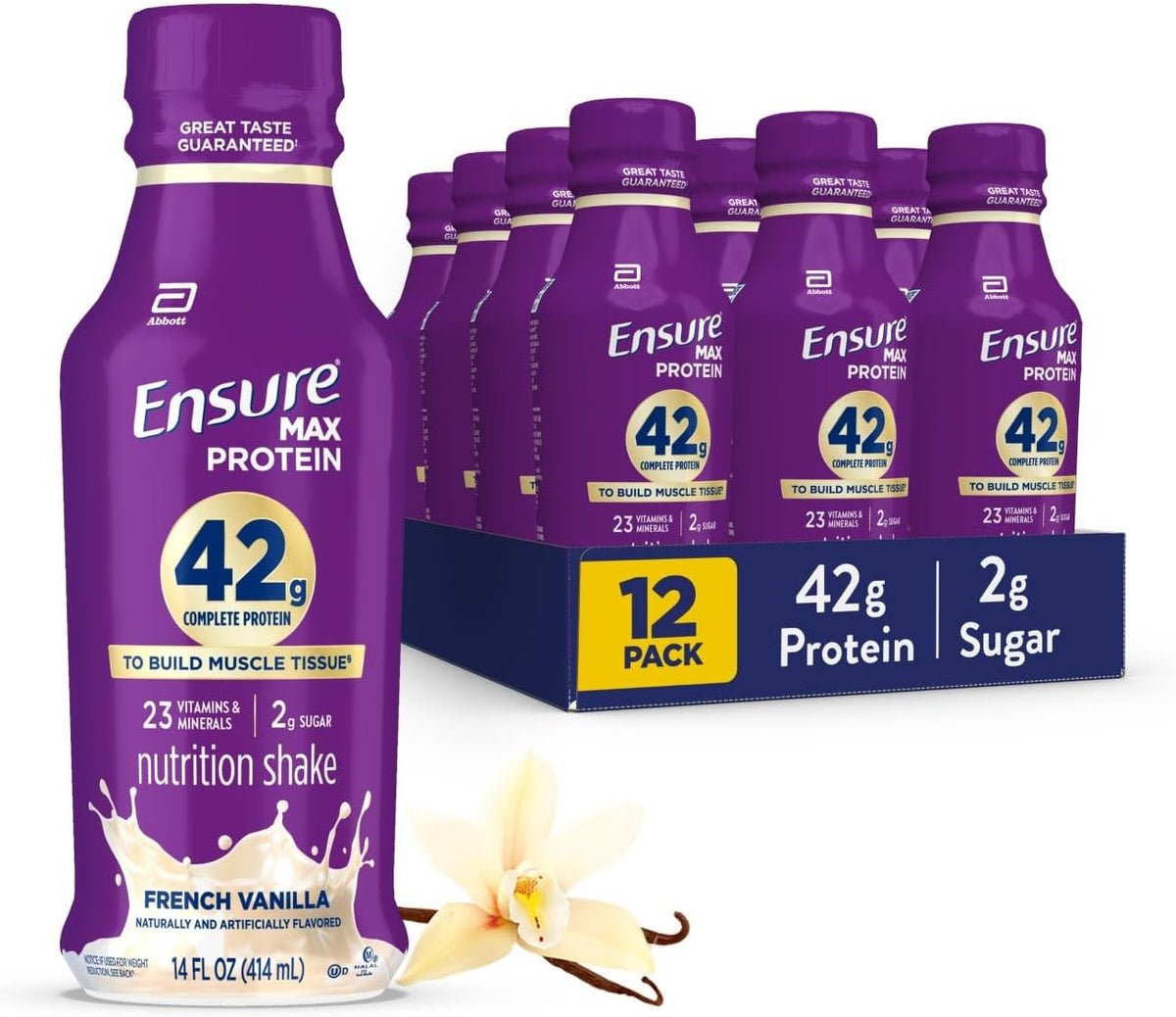 Ensure Max Protein French Vanilla Shake, 42g High Protein, 12 Pack