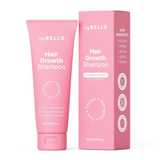 Trybello Hair Growth Shampoo | Natural Thickening & Scalp Detox | Sulfate Free, Vegan, Anti-Hair Fall Formula | Caffeine, Aloe Vera, Turmeric, and Urucum Extract | For Any Hair Type