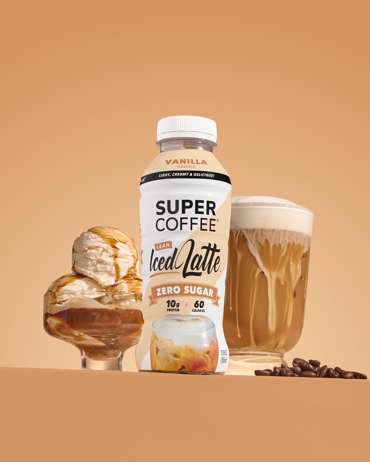 Super Coffee, Ready To Drink Iced Coffee, Vanilla Latte (12 Ounce Bottles, Pack of 12) - Low Net Carbs, No Added Sugar, Keto Friendly, 10g of Protein, Low Calorie, Protein Coffee