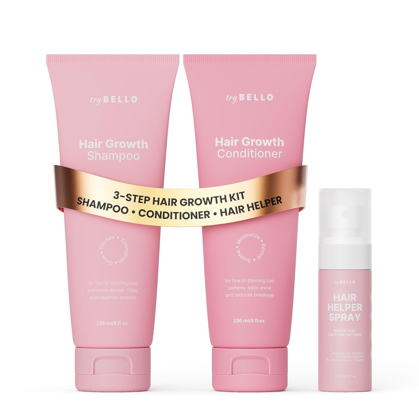 Trybello Hair Growth Shampoo & Strengthening Conditioner Set | with Biotin, Turmeric & Ginger | Anti-Hair Fall, Sulfate Free, Paraben Free | Hair Regrowth Support for Fuller, Healthier Strands