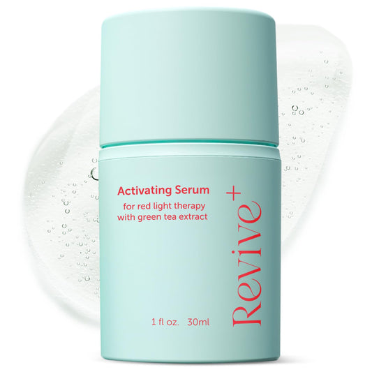 Red Light Therapy Serum for Face — Activation Serum to Amplify Red Light Therapy & Microcurrent Facial Device Results | Green Tea + Hyaluronic Acid + Aloe | Hydrating Anti-Wrinkle Face Serum, 1oz