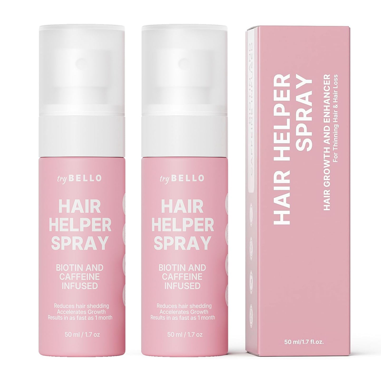 Trybello Hair Helper Spray - Growth Serum With Biotin & Castor Oil - Caffeine Infused Treatment for Thicker, Fuller Hair - Repair Thinning Naturally - Vegan, Cruelty-Free Formula
