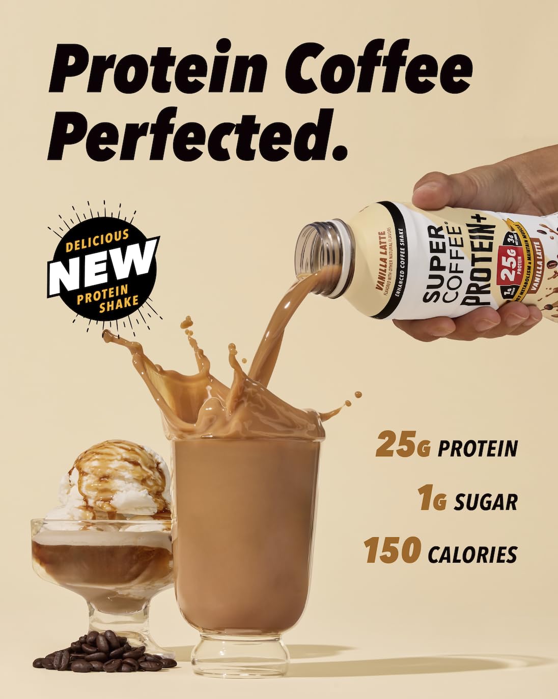 Super Coffee Protein+ Vanilla Protein Coffee 0g Sugar 25g Protein 11oz 18Pk