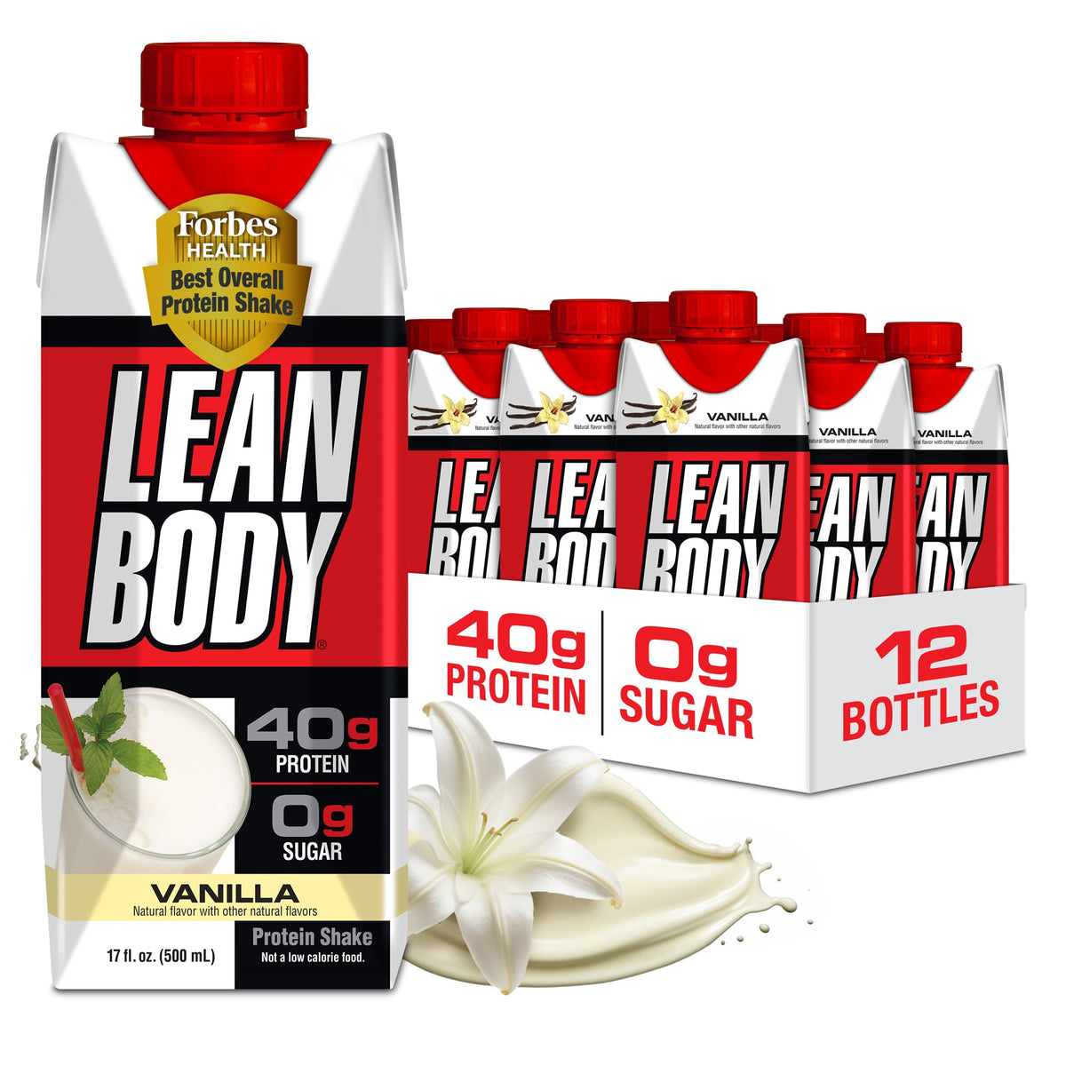 LABRADA Nutrition - Lean Body RTD Whey Protein Shake, Convenient On-The-Go Meal Replacement Shake for Men & Women, 20 Grams of Protein – Zero Sugar, Lactose & Gluten Free, Vanilla (Pack of 16)
