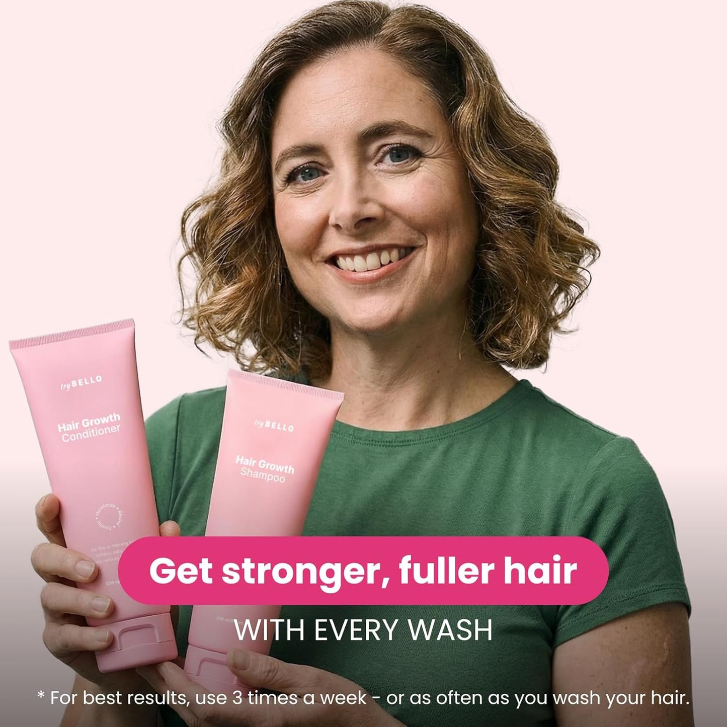 Trybello Hair Growth Shampoo & Strengthening Conditioner Set | with Biotin, Turmeric & Ginger | Anti-Hair Fall, Sulfate Free, Paraben Free | Hair Regrowth Support for Fuller, Healthier Strands