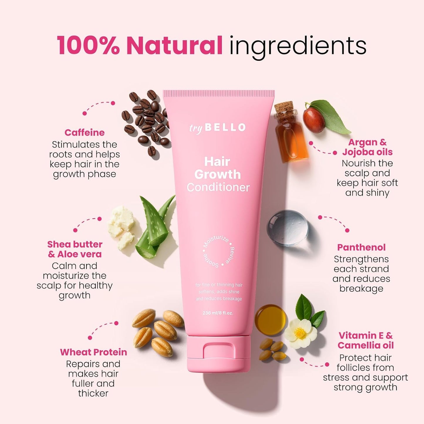 Trybello Hair Helper+ Spray + Hair Growth Shampoo + Hair Growth Conditioner