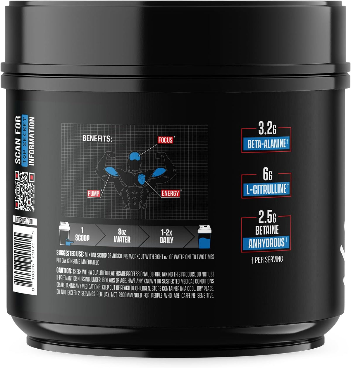 Jocko Fuel High Stim Pre Workout Powder, Nitro Pop | 30 Servings