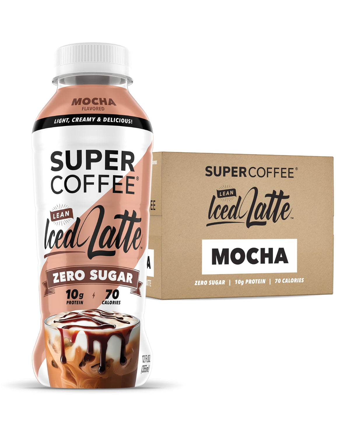 Super Coffee, Ready To Drink Iced Coffee, Vanilla Latte (12 Ounce Bottles, Pack of 12) - Low Net Carbs, No Added Sugar, Keto Friendly, 10g of Protein, Low Calorie, Protein Coffee