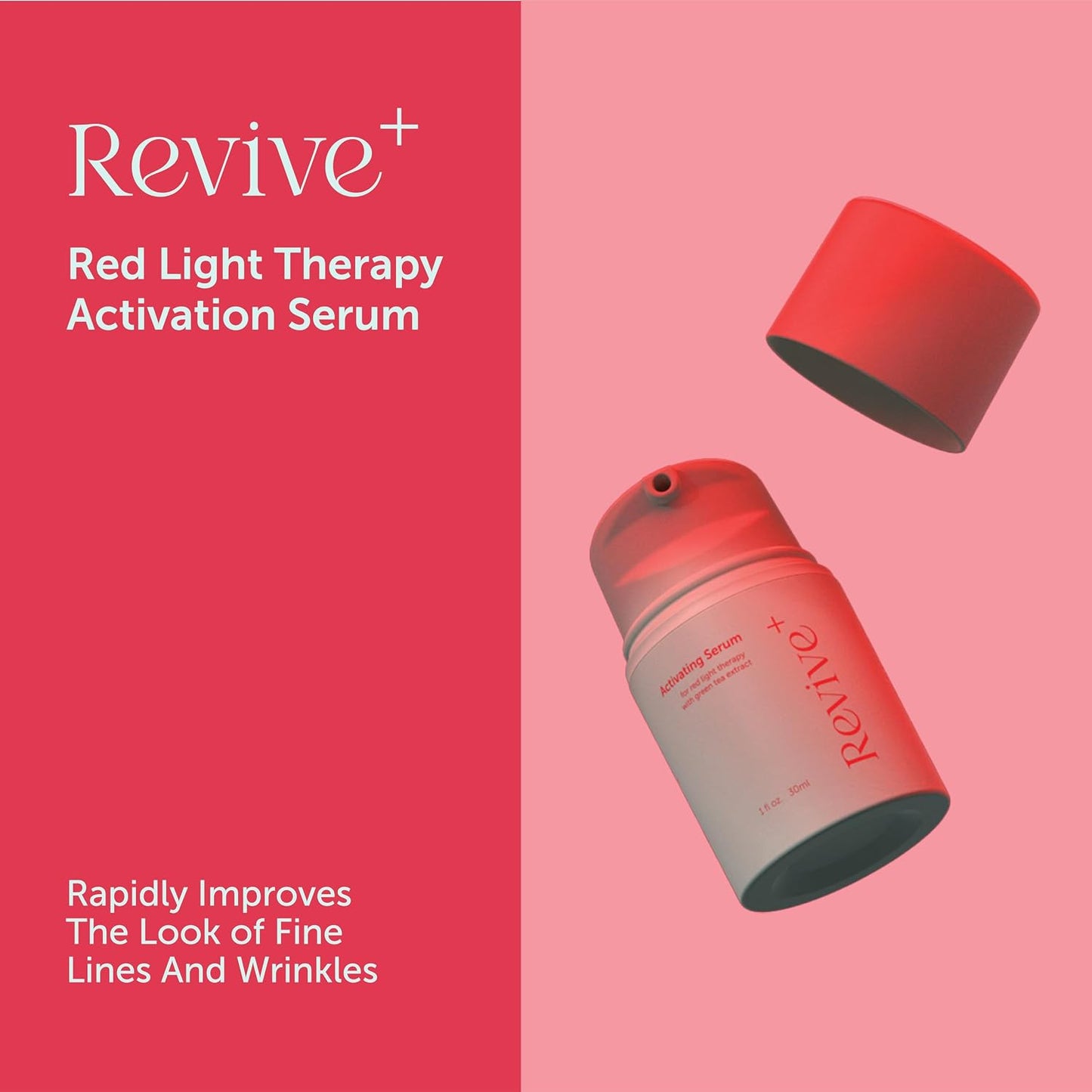 Red Light Therapy Serum for Face — Activation Serum to Amplify Red Light Therapy & Microcurrent Facial Device Results | Green Tea + Hyaluronic Acid + Aloe | Hydrating Anti-Wrinkle Face Serum, 1oz