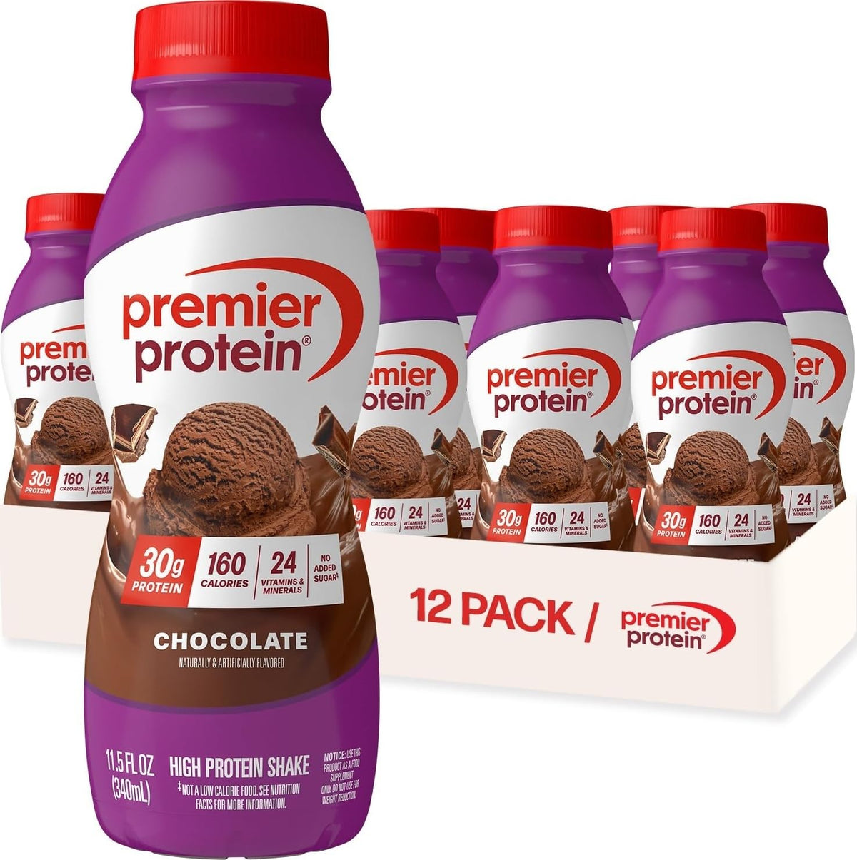 Premier Protein 30g High Protein Shake, Cookies & Cream, 12 Pack | 160 Calories, 24 Vitamins & Minerals, No Added Sugar, Supports Muscle Health, Gluten-Free, 11.5 oz
