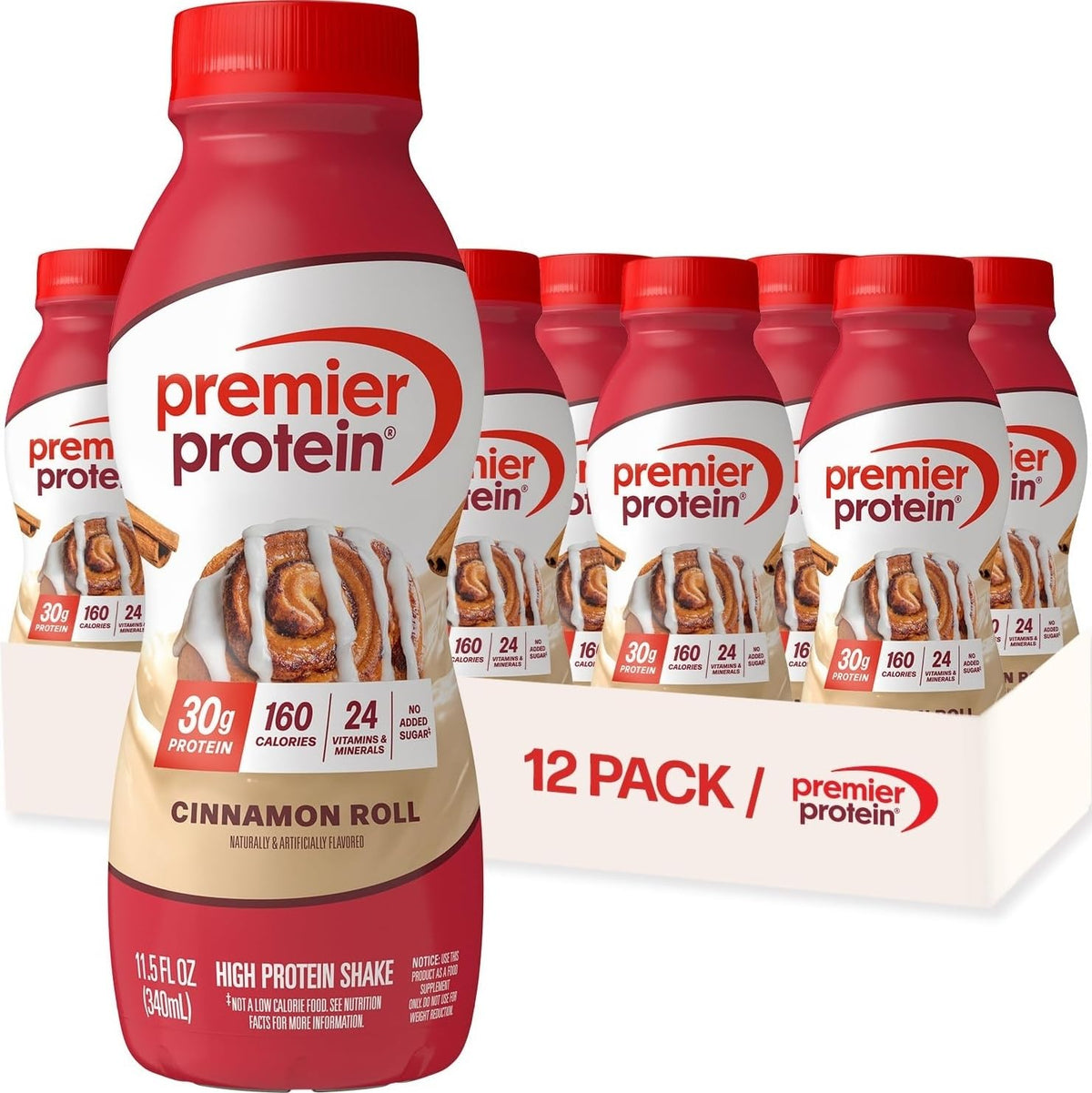 Premier Protein 30g High Protein Shake, Cookies & Cream, 12 Pack | 160 Calories, 24 Vitamins & Minerals, No Added Sugar, Supports Muscle Health, Gluten-Free, 11.5 oz