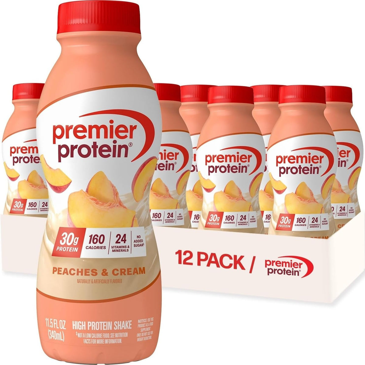 Premier Protein 30g High Protein Shake, Cookies & Cream, 12 Pack | 160 Calories, 24 Vitamins & Minerals, No Added Sugar, Supports Muscle Health, Gluten-Free, 11.5 oz
