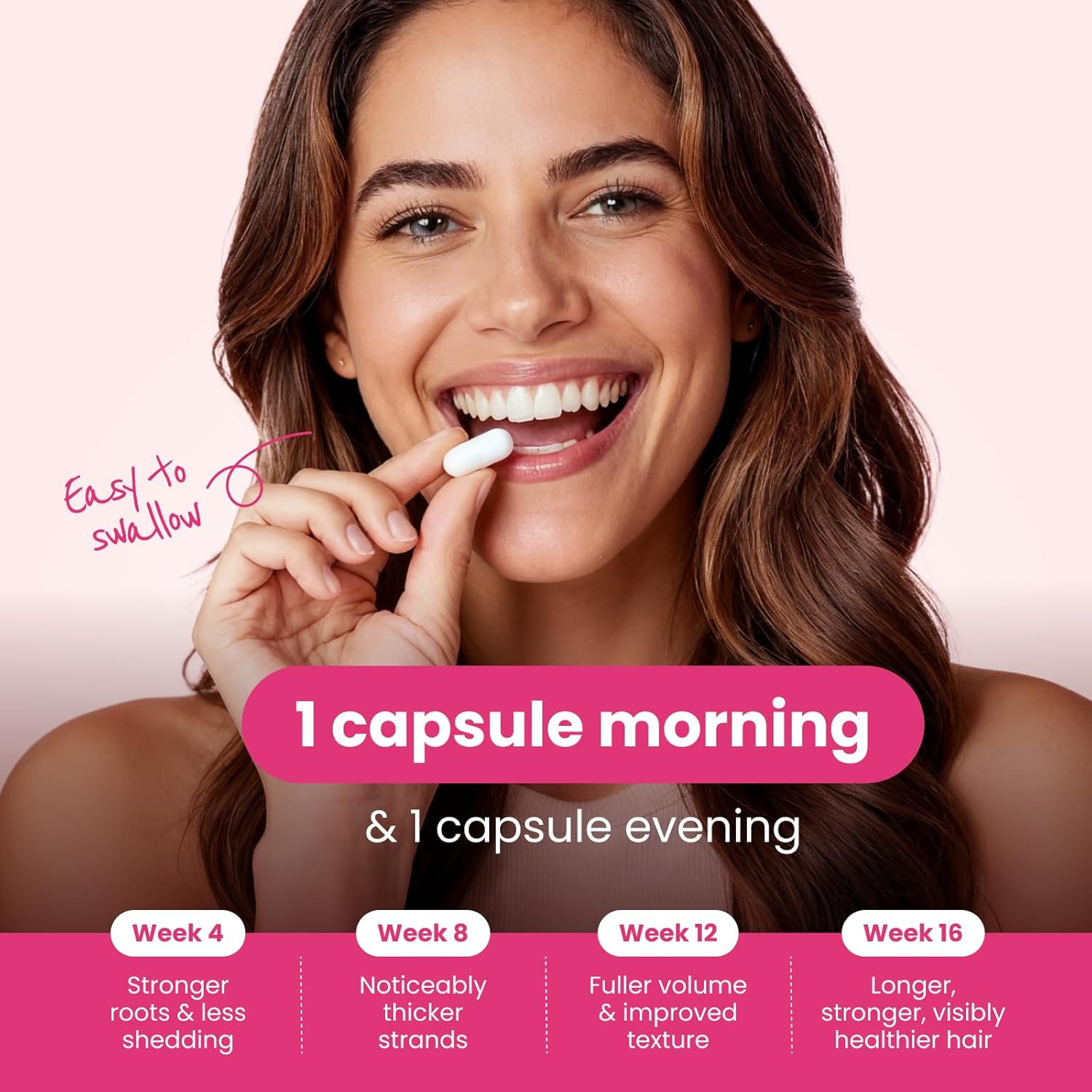 Trybello Daily Hair Booster Capsules | Collagen & Biotin Complex for Women | Multivitamin Supplement for Thicker, Fuller Growth & Strength | Hair Loss Treatment for Thinning Strands | 60 Capsules