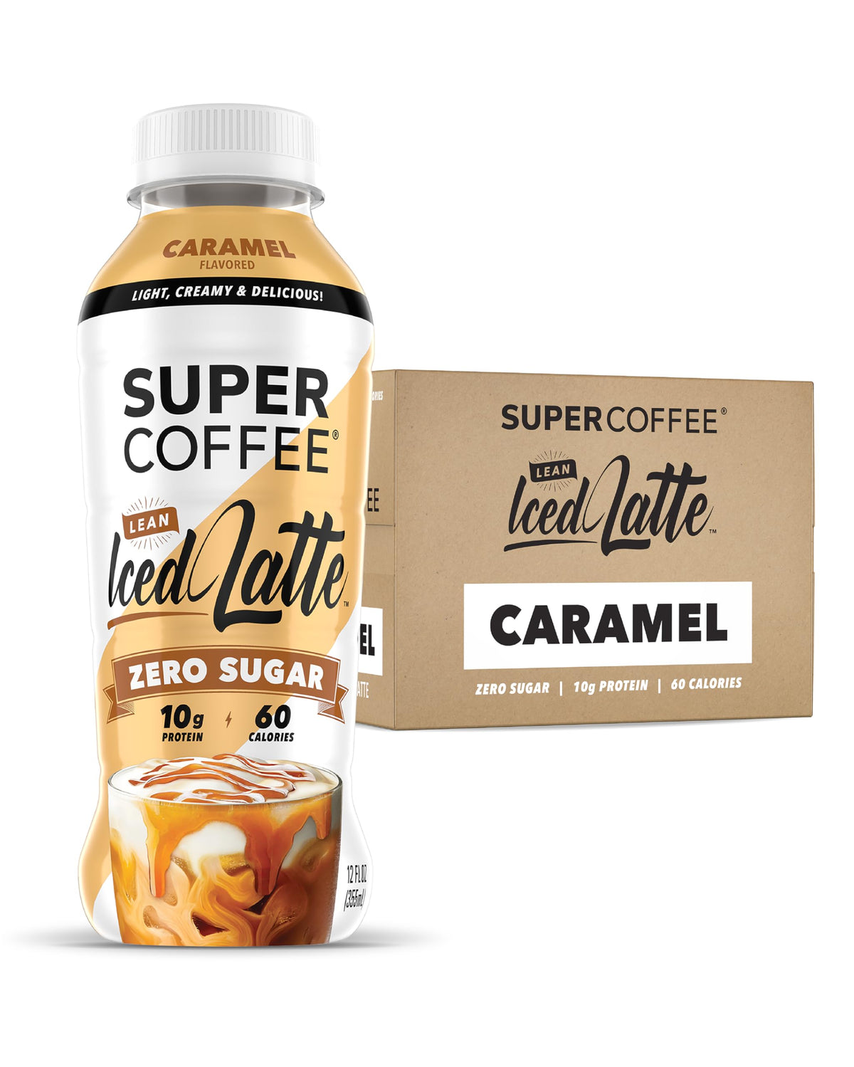 Super Coffee, Ready To Drink Iced Coffee, Vanilla Latte (12 Ounce Bottles, Pack of 12) - Low Net Carbs, No Added Sugar, Keto Friendly, 10g of Protein, Low Calorie, Protein Coffee