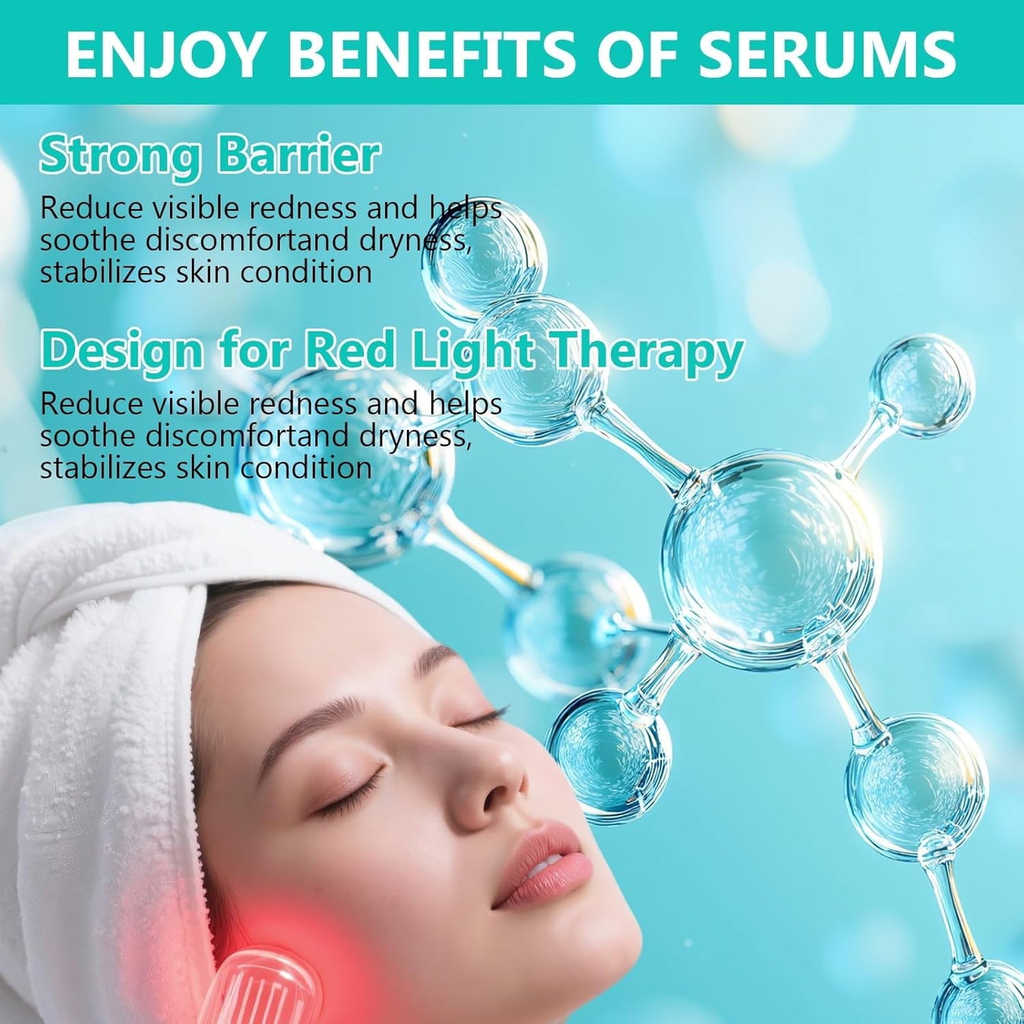 Red Light Therapy Activation Serum, Red Light Therapy Serums for Face and Neck, Hydrating Serum for Face, Facial Serums Anti Aging and Reduce Wrinkles, Pure Formula Facial Serum for Women, 1OZ