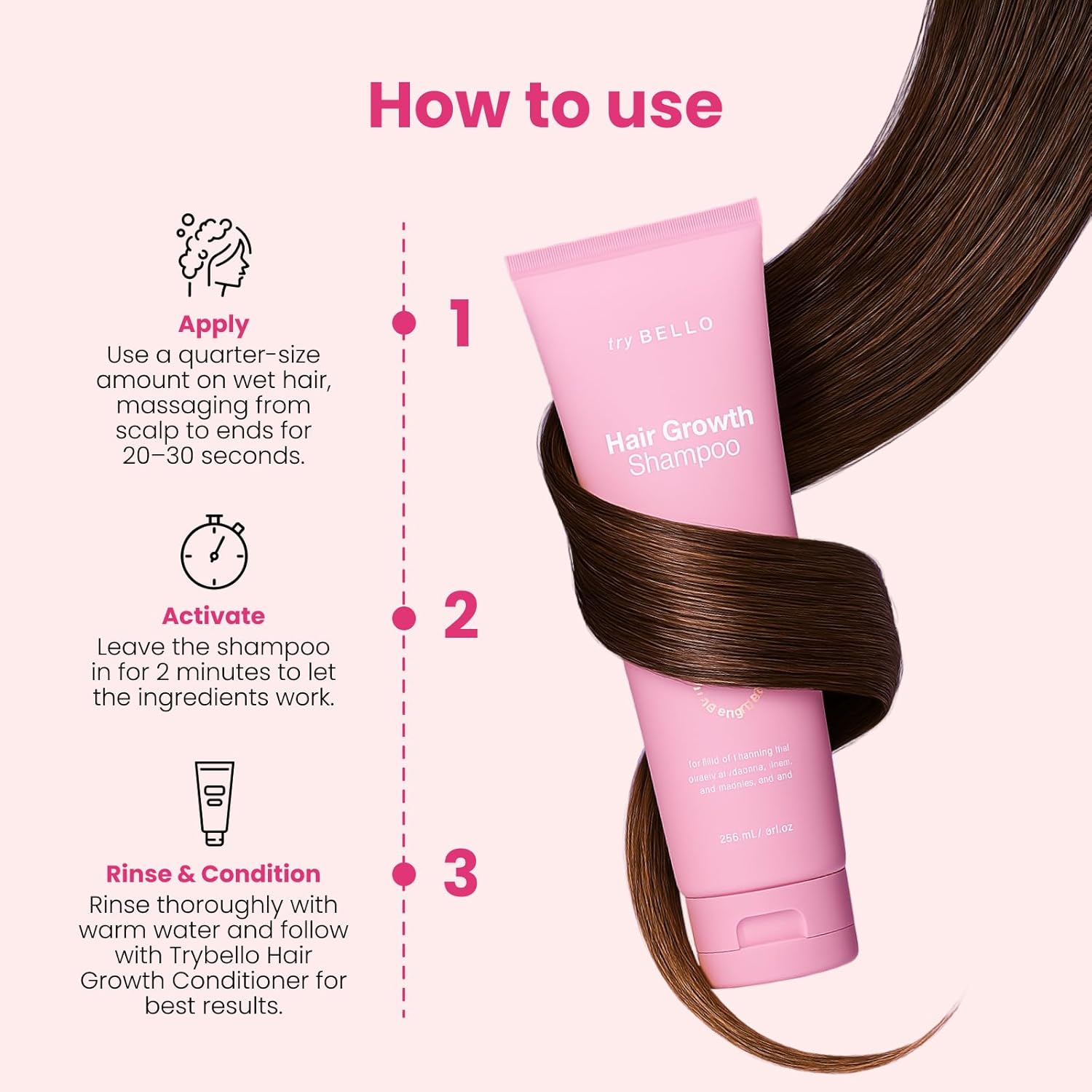 Trybello Hair Growth Shampoo | Natural Thickening & Scalp Detox | Sulfate Free, Vegan, Anti-Hair Fall Formula | Caffeine, Aloe Vera, Turmeric, and Urucum Extract | For Any Hair Type