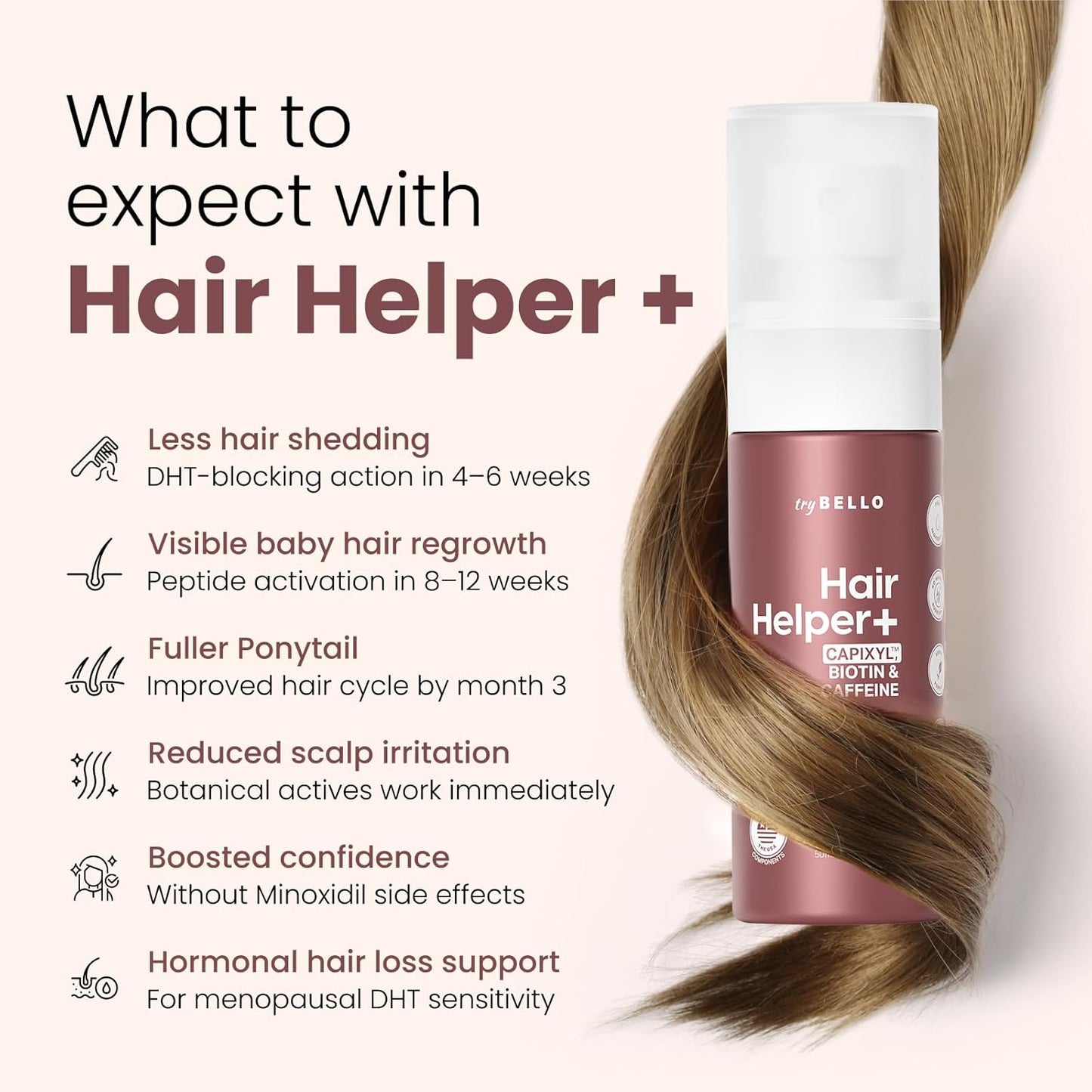 Trybello Hair Helper+ Spray + Hair Growth Shampoo + Hair Growth Conditioner