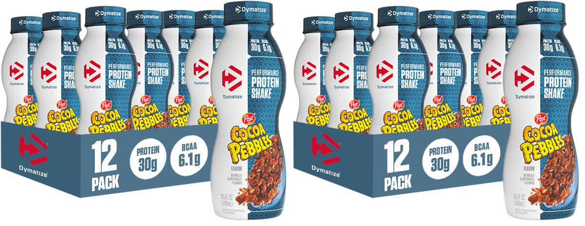 Dymatize Performance Protein Shake, Fruity Pebbles, 30g Protein, 6.2g BCAA for Muscle Recovery, No Added Sugar, Low Fat, 24 Vitamins and Minerals, Gluten-Free, Ready to Drink, On-the-Go Snack, 11.5fl oz, 12 pack