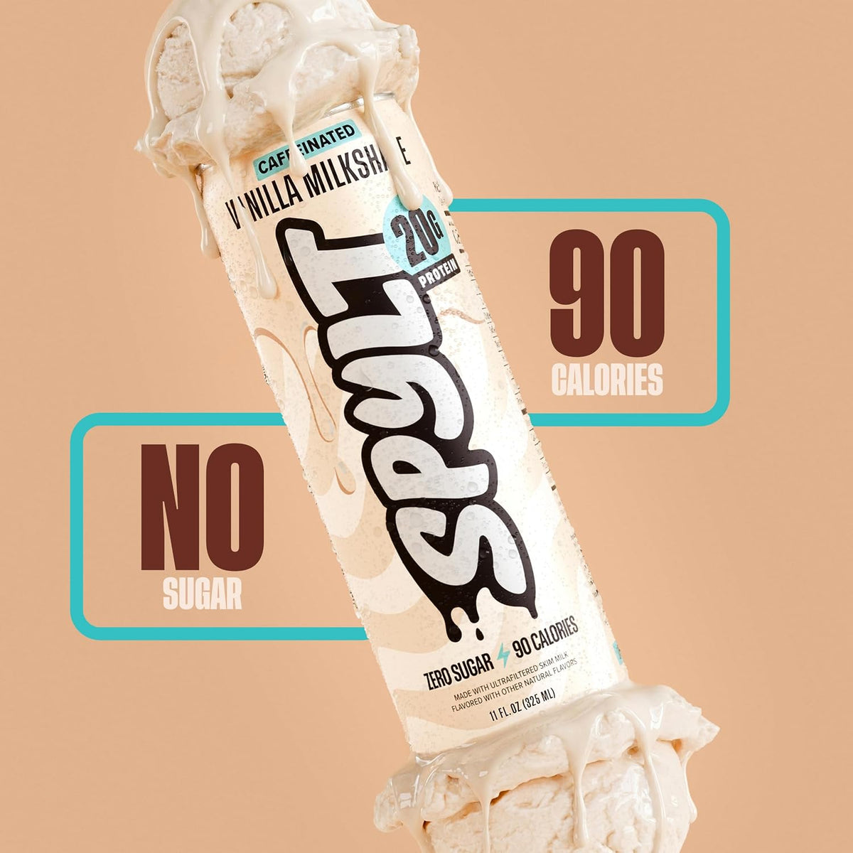 Spylt Vanilla Protein Milk Shakes, 20g Protein, 60mg Caffeine, 12 Pack