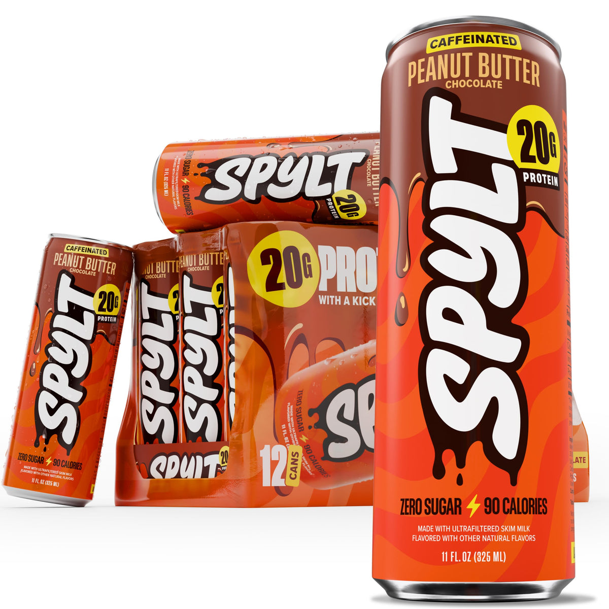 Spylt Vanilla Protein Milk Shakes, 20g Protein, 60mg Caffeine, 12 Pack