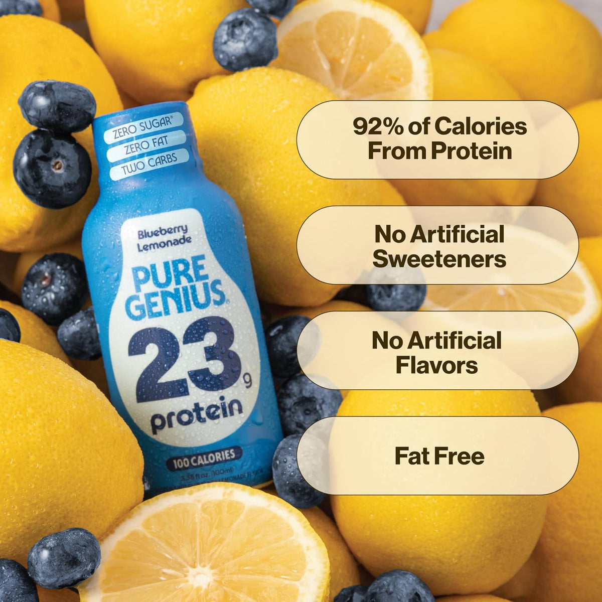 Pure Genius 23g Protein Shot | 100 Calories, No Sugar, No Fat | 12 Shots