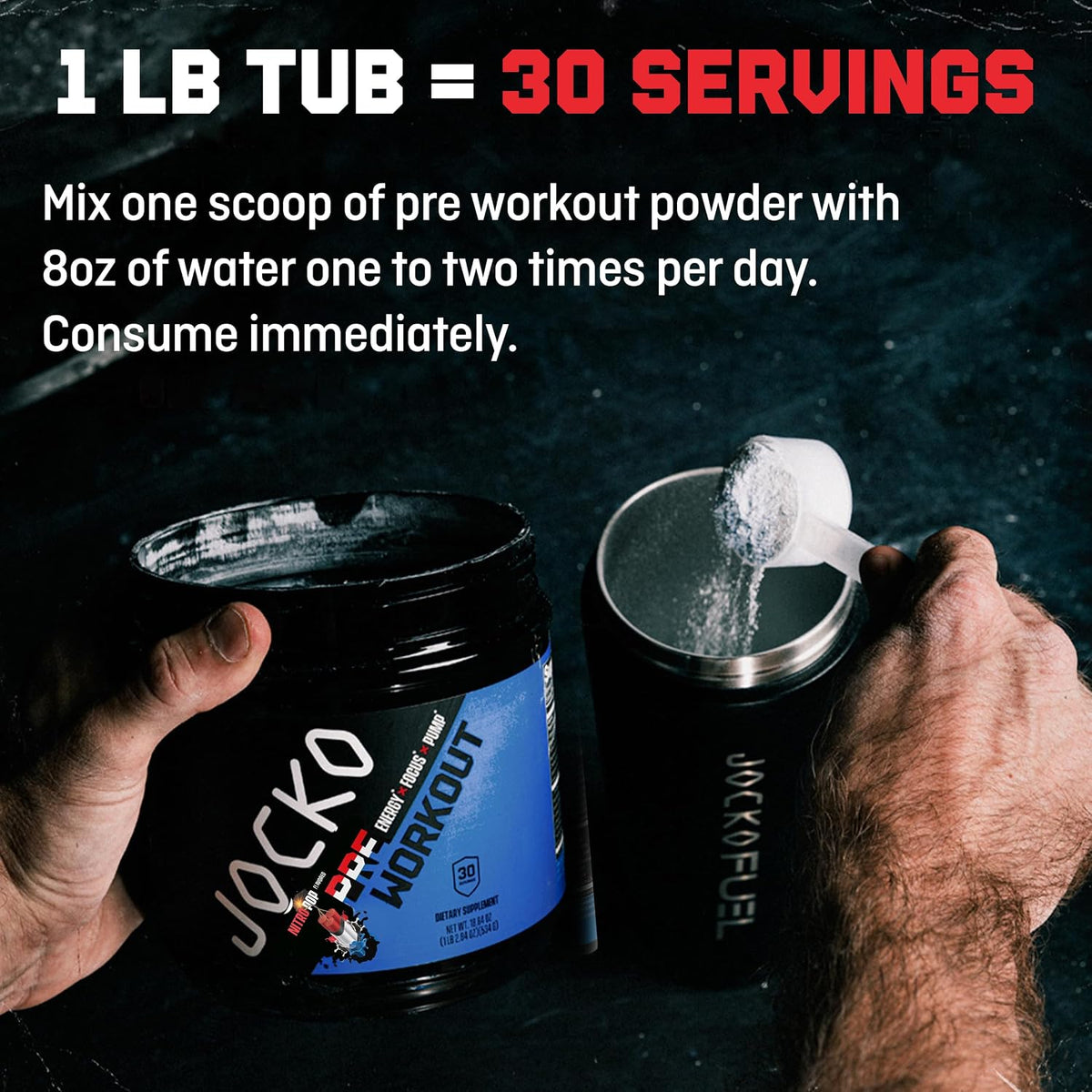 Jocko Fuel High Stim Pre Workout Powder, Nitro Pop | 30 Servings