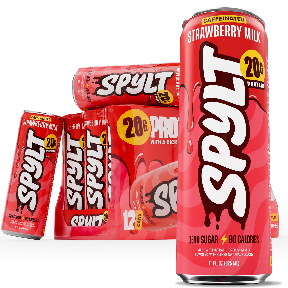 Spylt Vanilla Protein Milk Shakes, 20g Protein, 60mg Caffeine, 12 Pack