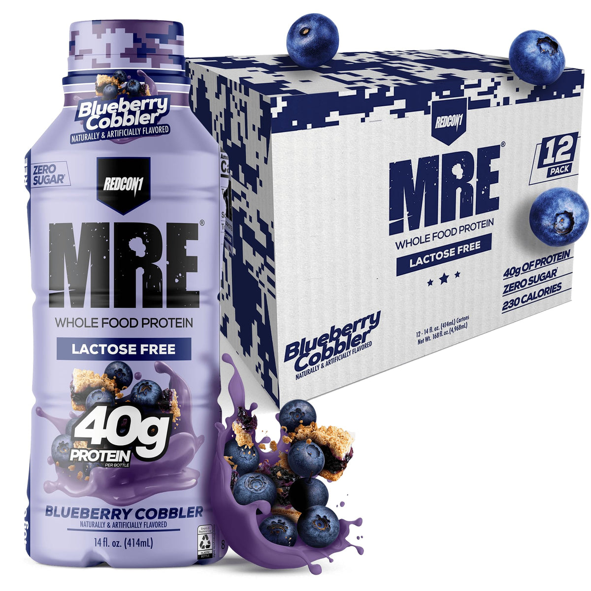 REDCON1 MRE RTD Protein Shake | Milk Chocolate | Lactose Free, 40g Protein - 12 Pack, 14 oz