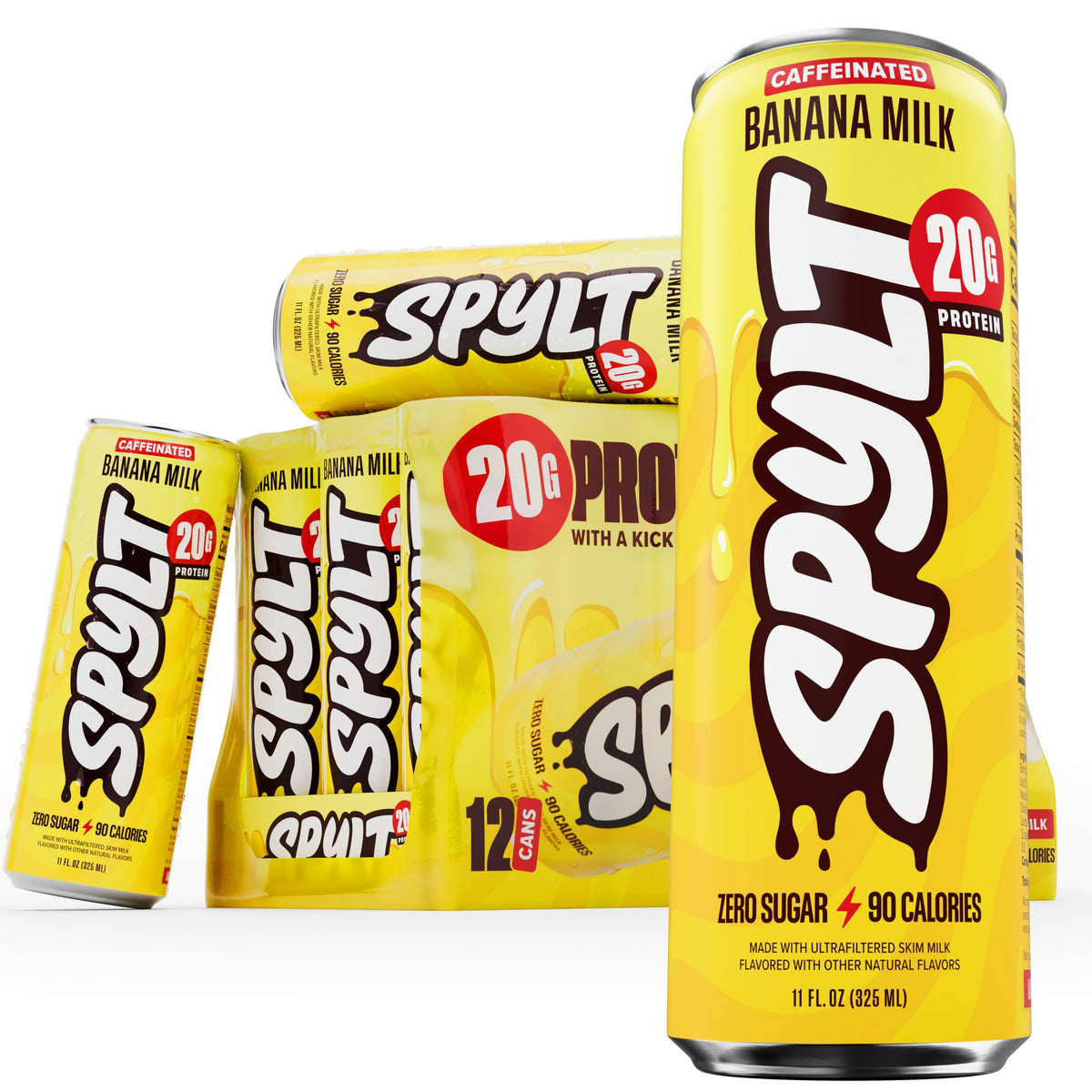 Spylt Vanilla Protein Milk Shakes, 20g Protein, 60mg Caffeine, 12 Pack