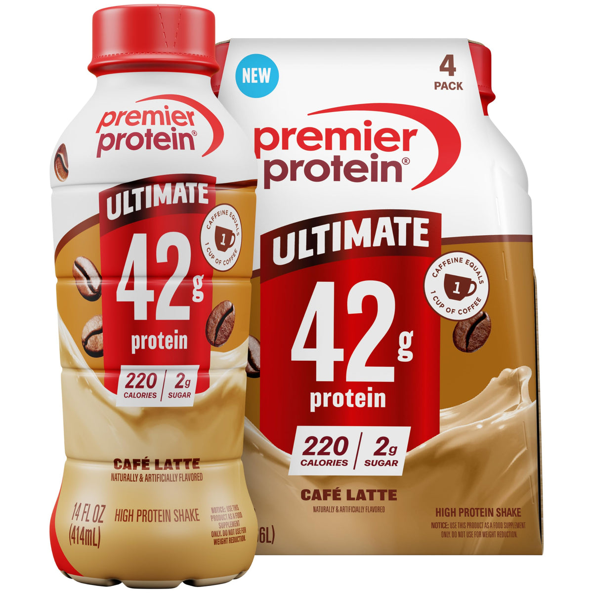 Premier Protein ULTIMATE 42g High Protein Shake, Vanilla, 12 Pack | 220 Calories, 2g Sugar, 24 Vitamins & Minerals, Supports Muscle Health, Gluten-Free, Protein Snack, 14 oz