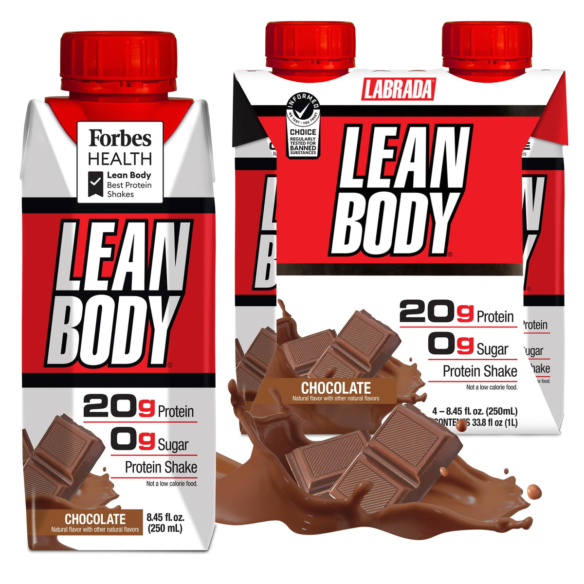 LABRADA Nutrition - Lean Body RTD Whey Protein Shake, Convenient On-The-Go Meal Replacement Shake for Men & Women, 20 Grams of Protein – Zero Sugar, Lactose & Gluten Free, Vanilla (Pack of 16)