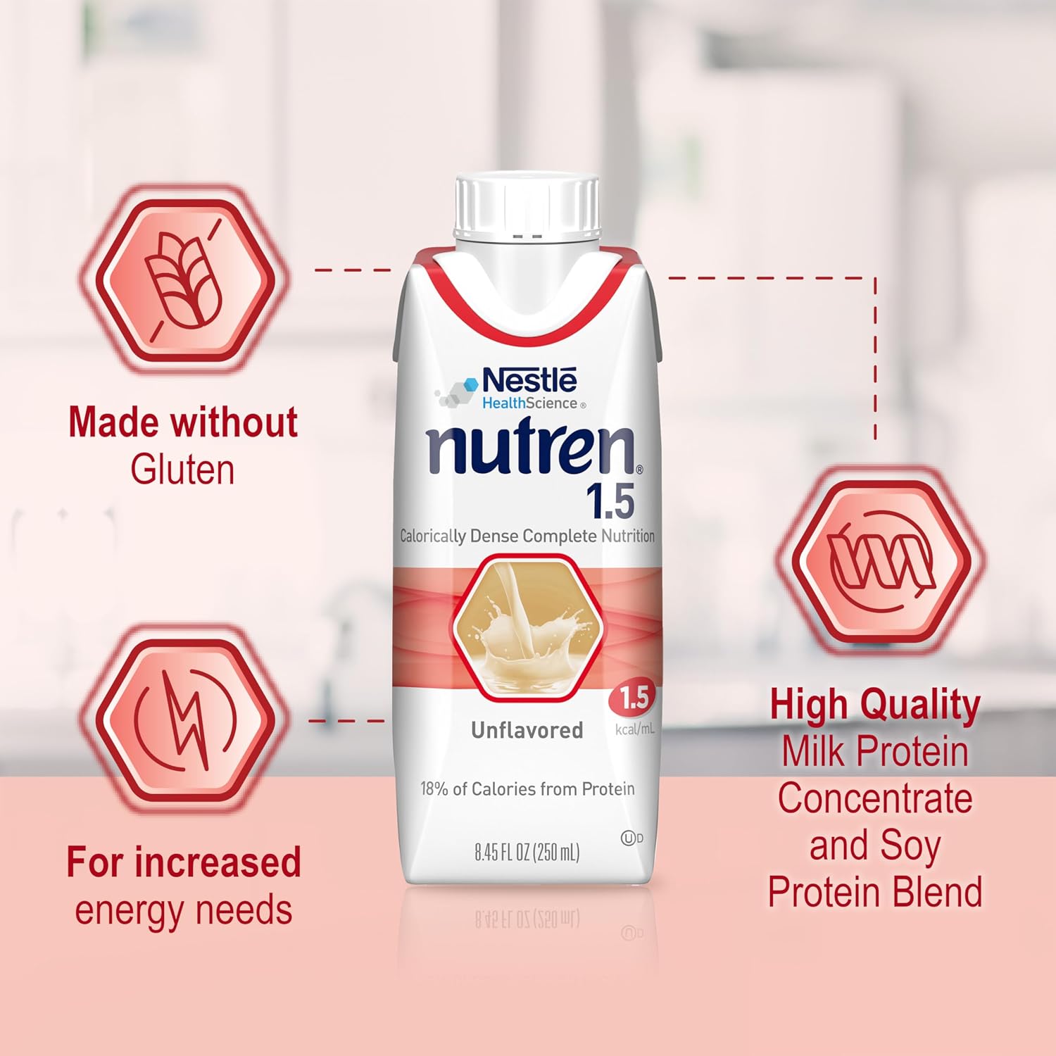 Nestle Nutren 1.5 Tube Feeding Formula Unflavored 250 mL Carton 24 Ct