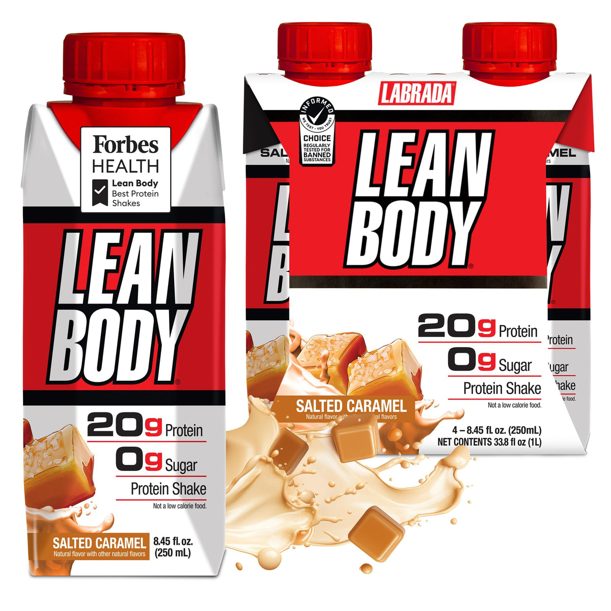 LABRADA Nutrition - Lean Body RTD Whey Protein Shake, Convenient On-The-Go Meal Replacement Shake for Men & Women, 20 Grams of Protein – Zero Sugar, Lactose & Gluten Free, Vanilla (Pack of 16)