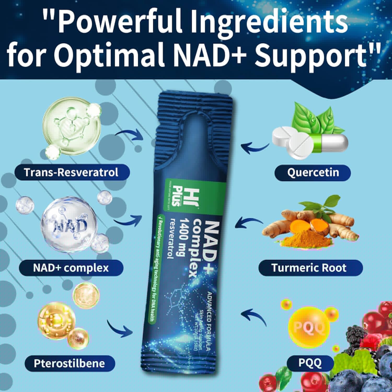 1400mg NAD+ Liquid Supplement for Anti Aging and Cell Regeneration, Premium Alternative Liposomal, Nicotinamide Riboside with Resveratrol, PQQ & CoQ10 - Advanced Cellular Energy, 20 Pack