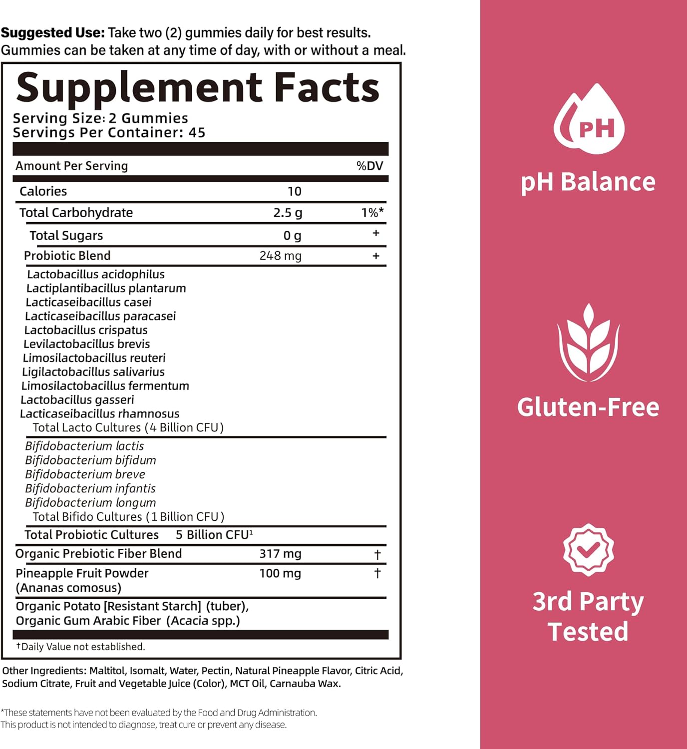 Once Daily Women's Probiotics Gummies | 50 Billion CFU, 16 Strains | Supports Vaginal Health, pH Balance, Digestive, & Immune System | Non-GMO, Gluten-Free | 90 Count (45 Servings)