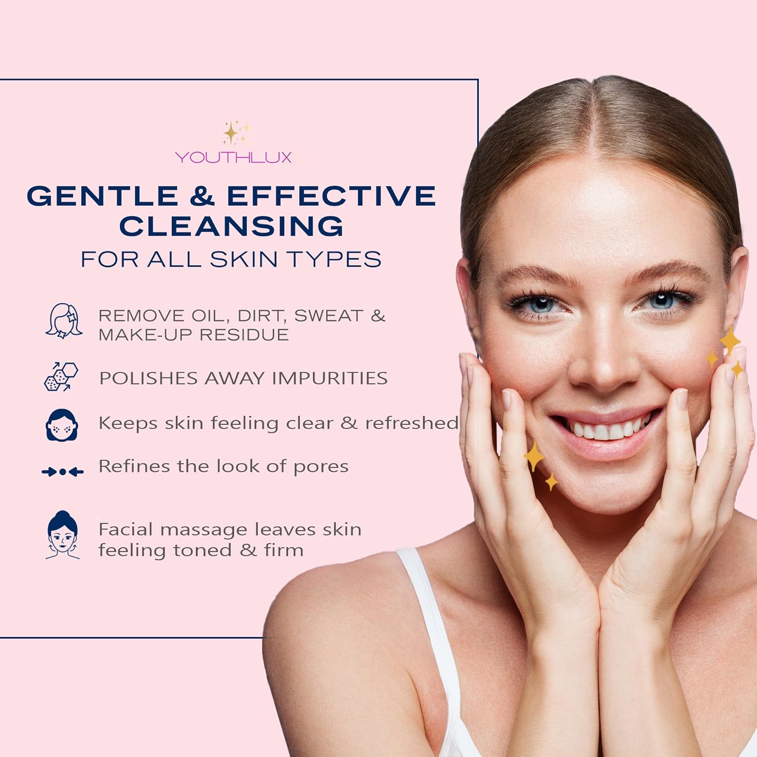 SoniGlow Silicone Face Scrubber/Facial Cleansing Brush – Electric Vibrating Skincare Scrubber Tool for Deep Pore Cleansing, Gentle Massage, Makeup Removal, Waterproof and Rechargeable (Navy)