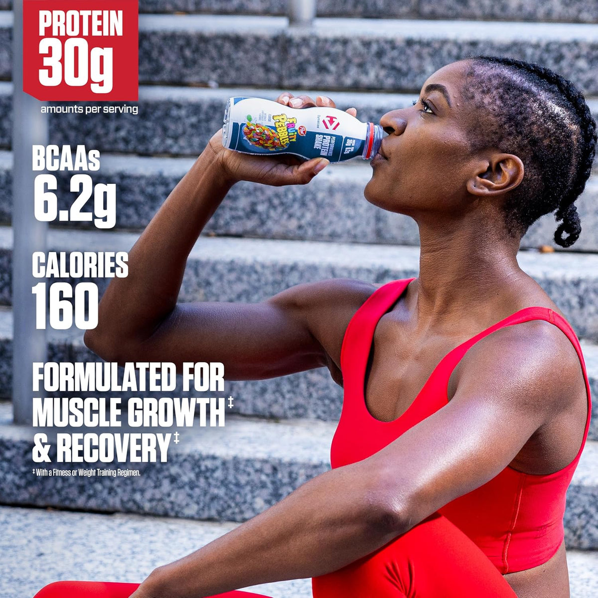 Dymatize Performance Protein Shake, Fruity Pebbles, 30g Protein, 6.2g BCAA for Muscle Recovery, No Added Sugar, Low Fat, 24 Vitamins and Minerals, Gluten-Free, Ready to Drink, On-the-Go Snack, 11.5fl oz, 12 pack
